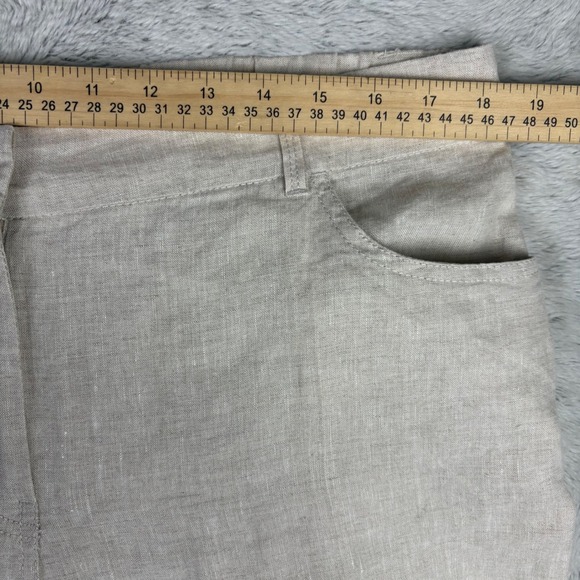 NEW Chico's Women Linen Pants Elastic Stretch Waist‎ Beige Wide Leg Lagen 2.5 P - Picture 2 of 10